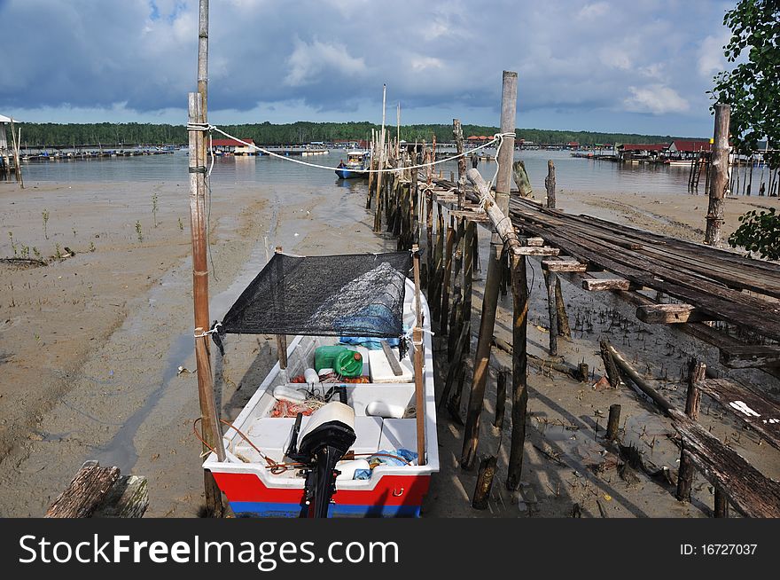 Boats in Kukup fishing village