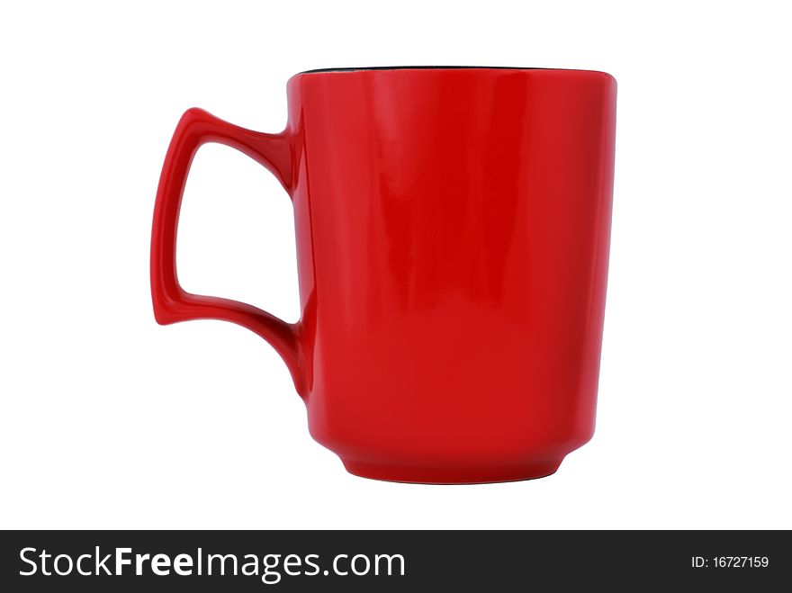 Empty red cup on a white background