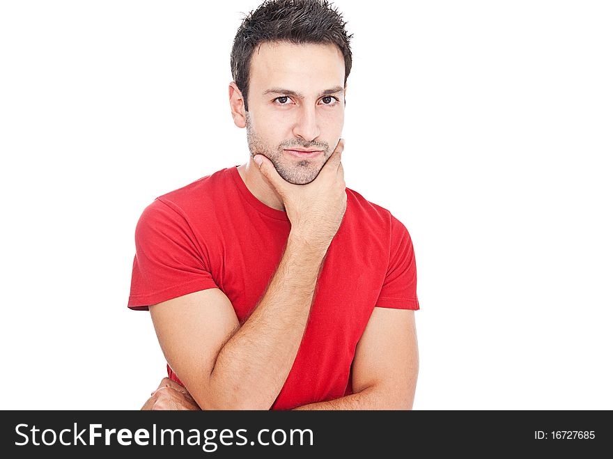 Bearded young man posing on white background. Bearded young man posing on white background
