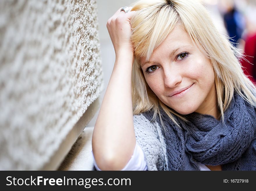 Young casual looking girl staring at camera. Young casual looking girl staring at camera.