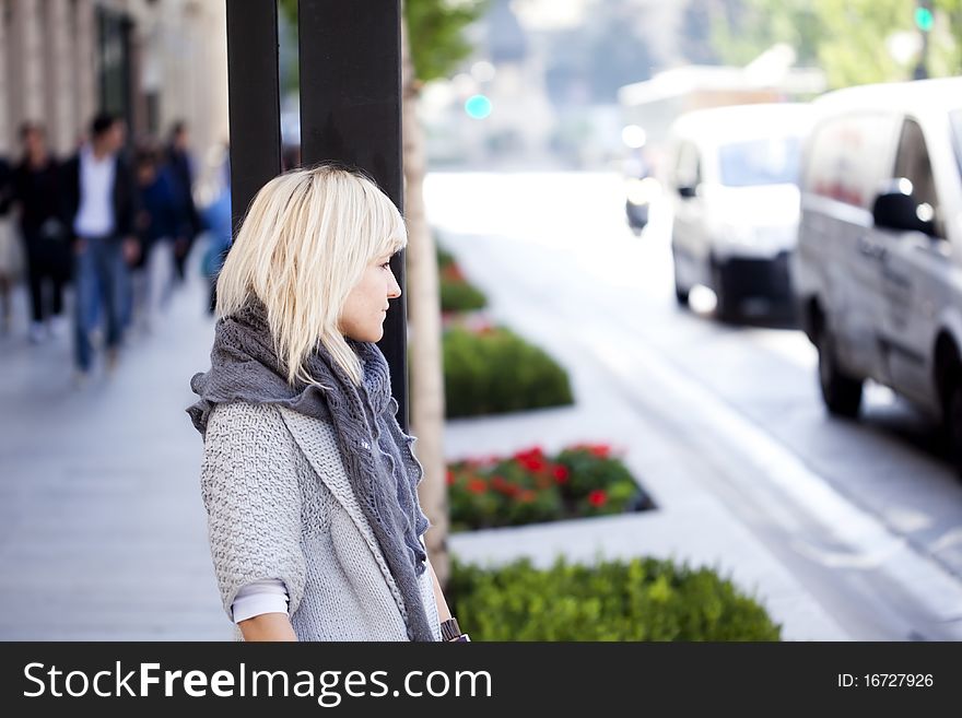 Young beautiful urban girl on the street. Young beautiful urban girl on the street