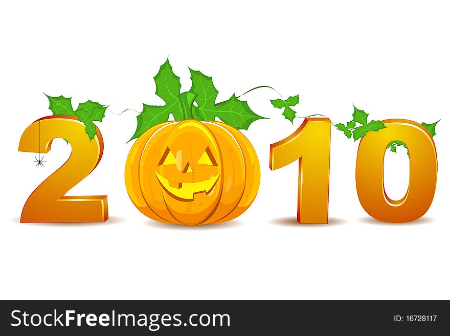 Illustration of 2010 halloween with 2010 text