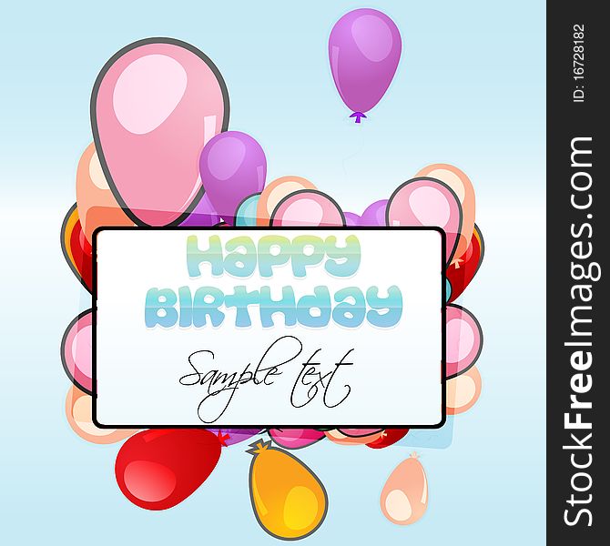 Illustration of birthday card with balloons