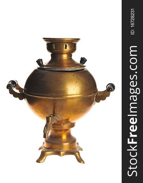 Ancient boiler, samovar on a white background. Ancient boiler, samovar on a white background.