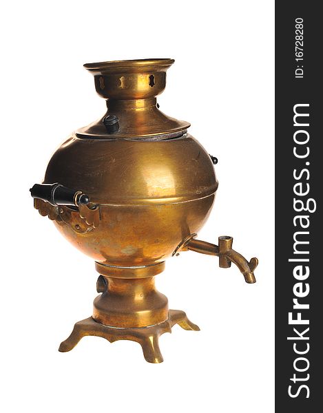 Ancient boiler, samovar on a white background. Ancient boiler, samovar on a white background.