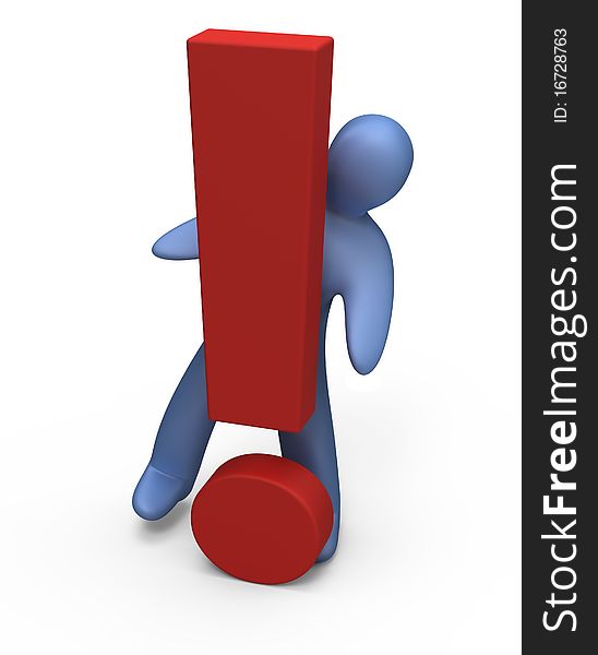 3d human with a red exclamation mark