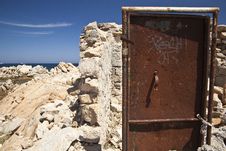 Ruins Of A Bunker On The Coast Of Sardinia Royalty Free Stock Images