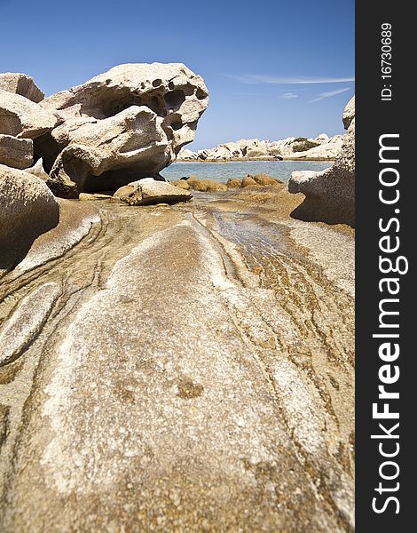 Rocks eroded by water and wind on the coast of Sardinia