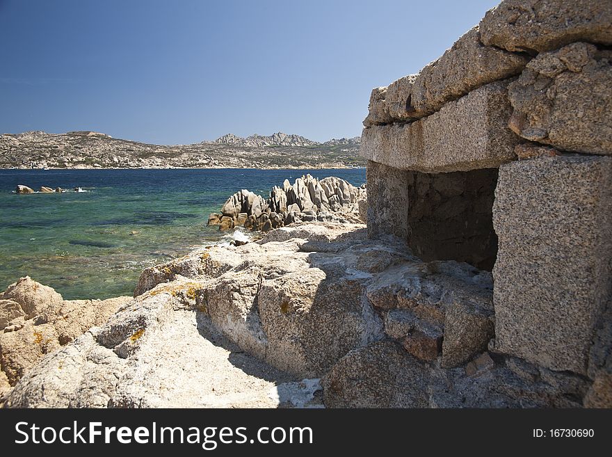 Military bunker on the coast of Sardinia to spot ships