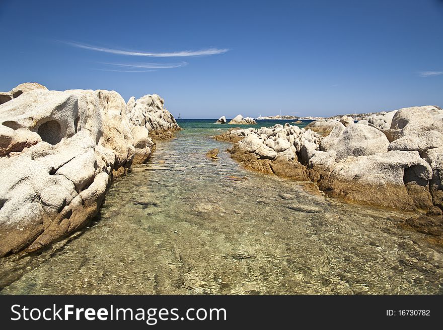 Rocks eroded by water and wind on the coast of Sardinia
