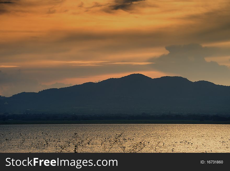 Beautiful sunset over a mountain. Beautiful sunset over a mountain