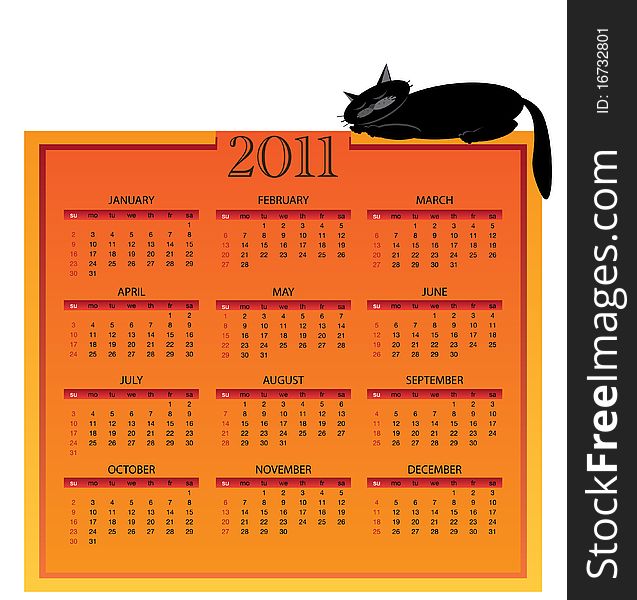 2011 Calendar With Cat 01