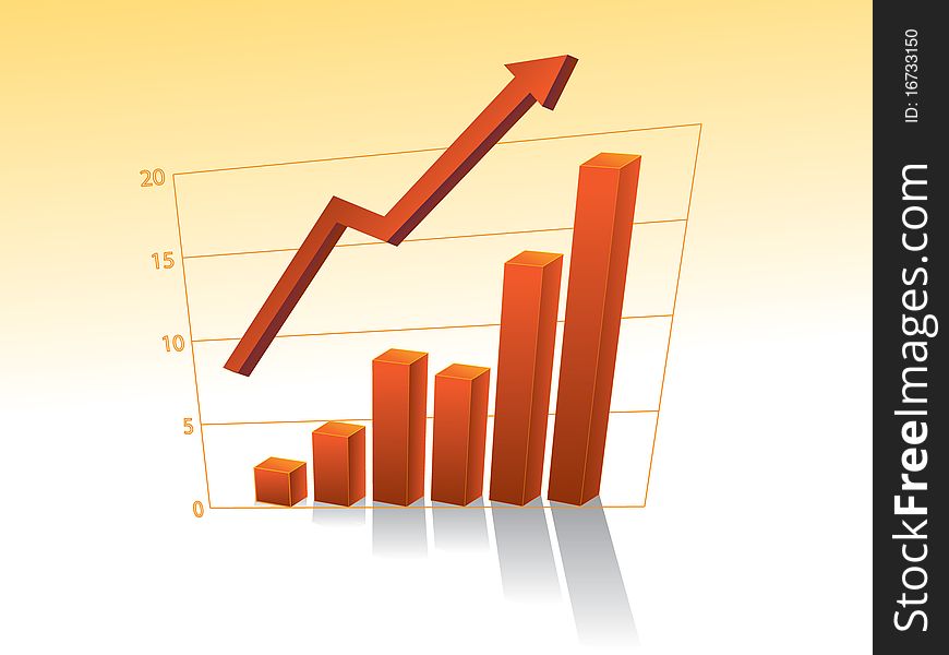 Business graph with arrow - illustration. Business graph with arrow - illustration