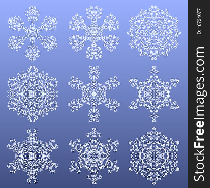 Set of a snowflakes. Vector illustration.