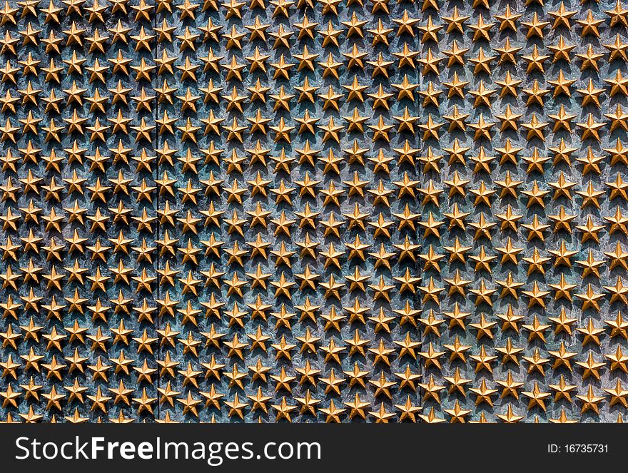 A field of gold stars on the WWII memorial, Washington DC
