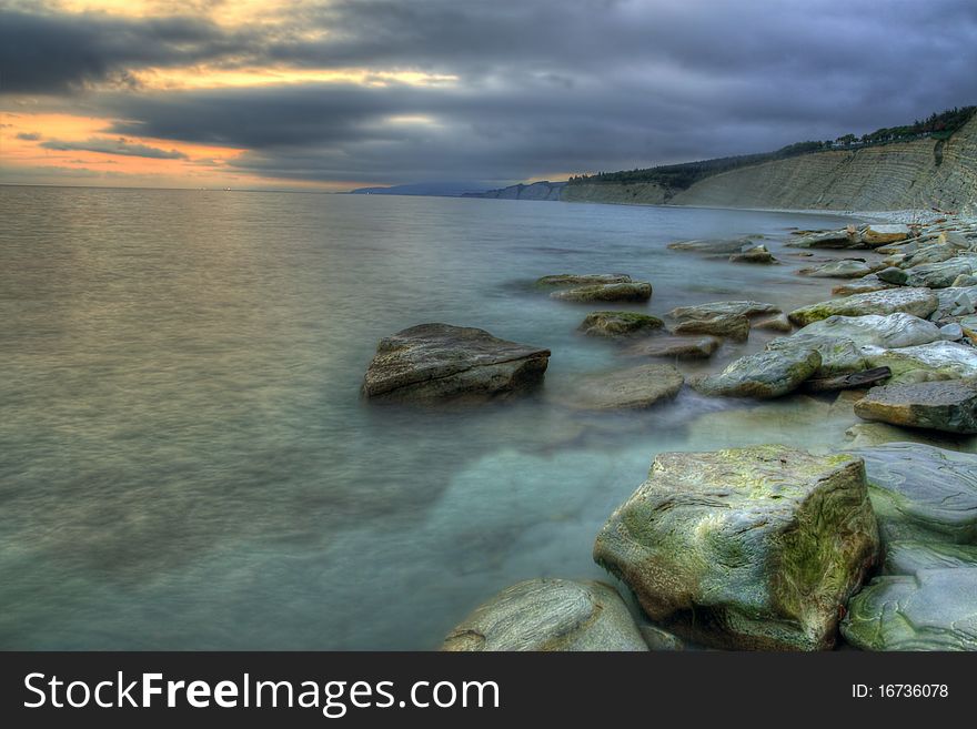 Twilights on a sea-shore. Sunset. Twilights on a sea-shore. Sunset