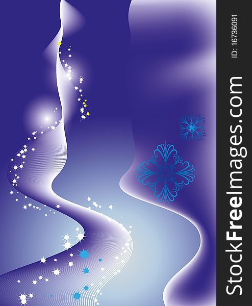 winter snowflakes and abstract lines on blue background. winter snowflakes and abstract lines on blue background