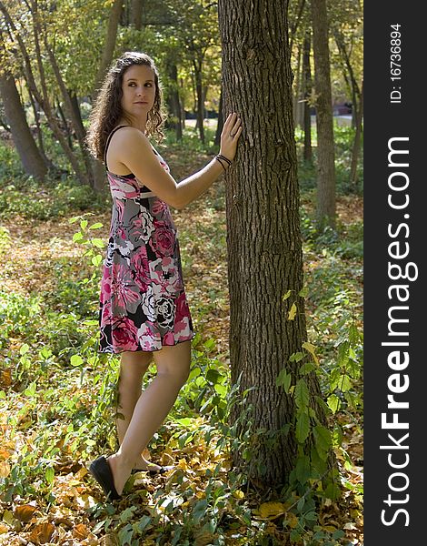 Young Woman And Tree