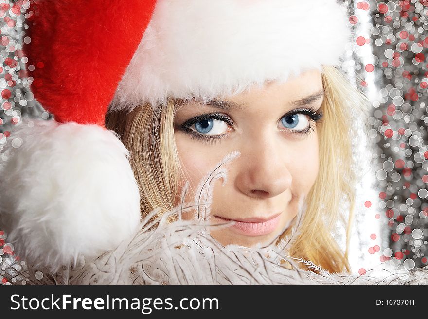 Portrait of beautiful girl wearing santa claus clothes. Portrait of beautiful girl wearing santa claus clothes