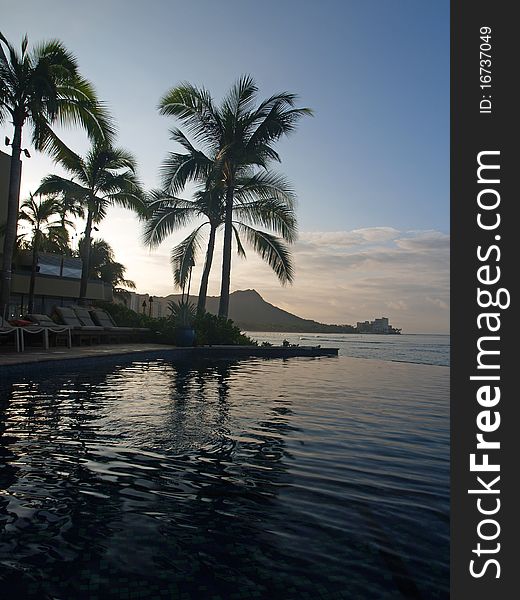 Early Morning Sunrise In Waikiki Beach