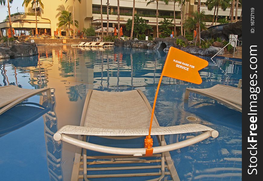 Relaxing Lounge Chair in Pool in Hawaii