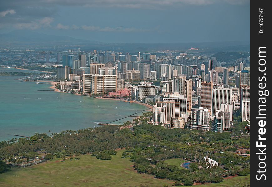 Top of Diamond head Volcano in Hawaii