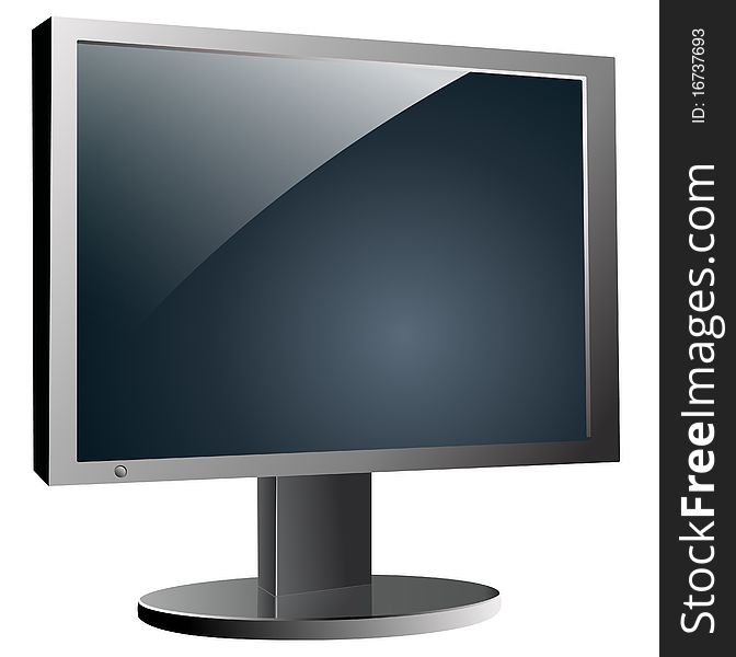 Illustration of realistic LCD monitor. Illustration of realistic LCD monitor