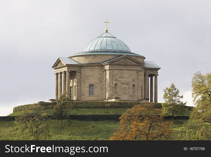 Grave chapel in Stuttgart on autumn evening