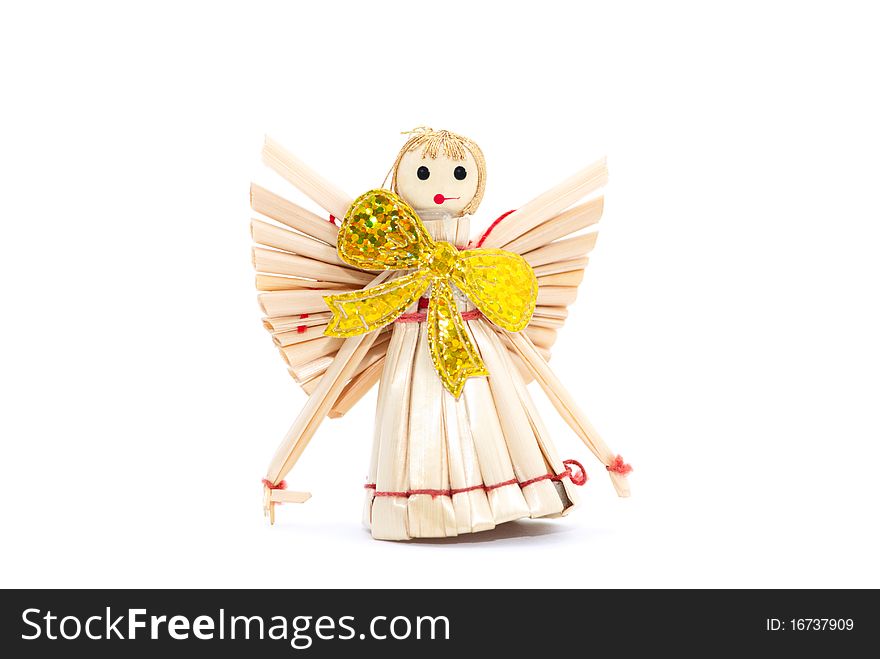 Straw angel isolated on white