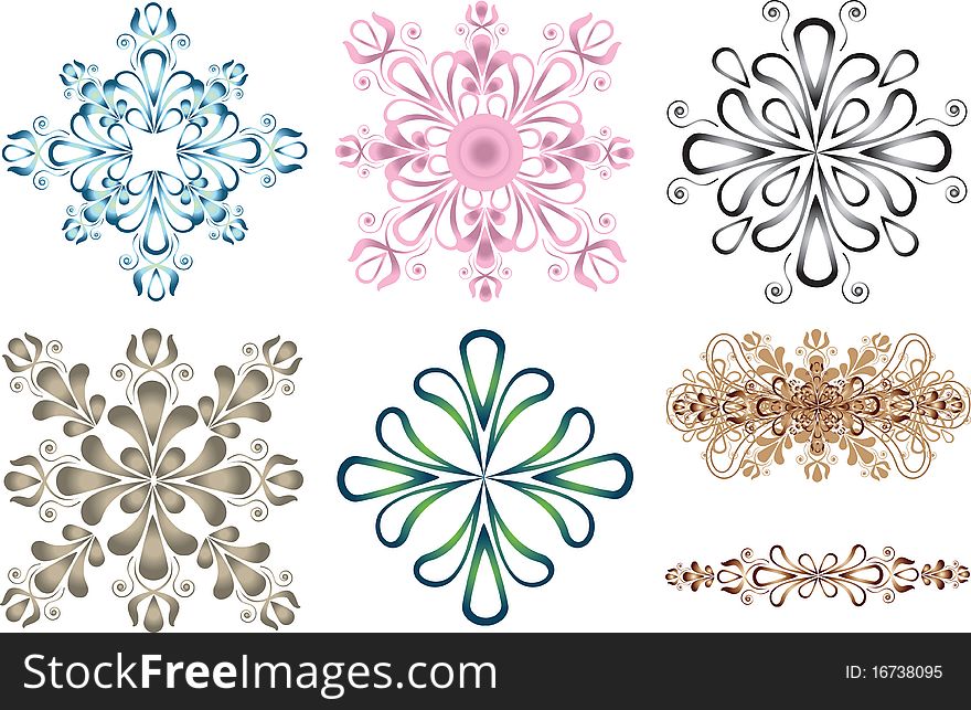 Seven decorative ornaments for print or web. Seven decorative ornaments for print or web