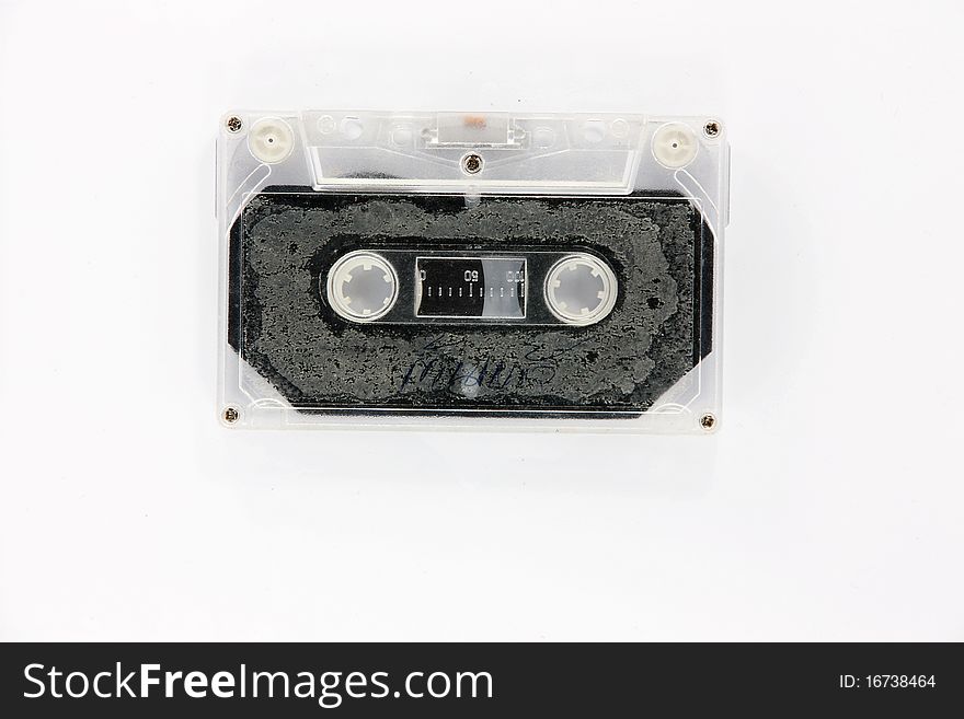 Tape cassette with a white  background