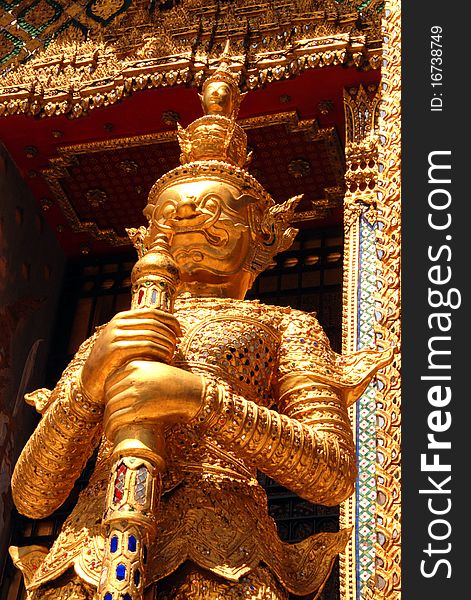Golden Guardian at Wat Pra Kaew