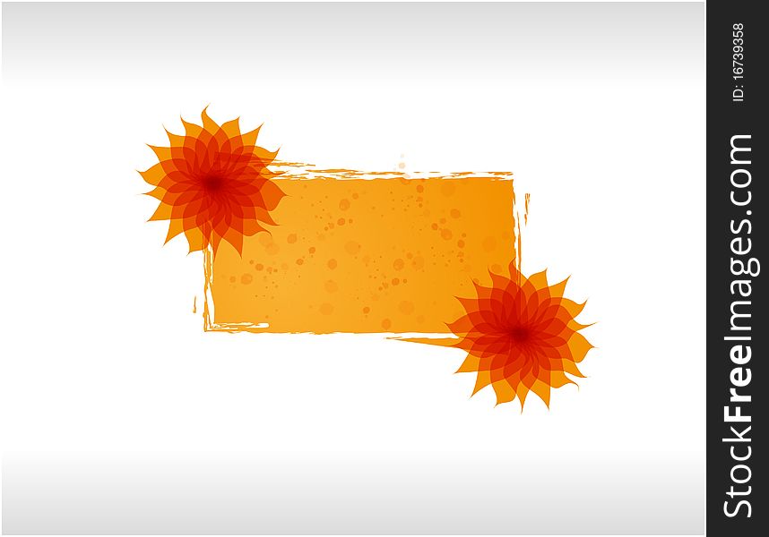 Flower frame, colored orange. Includes floral elements.