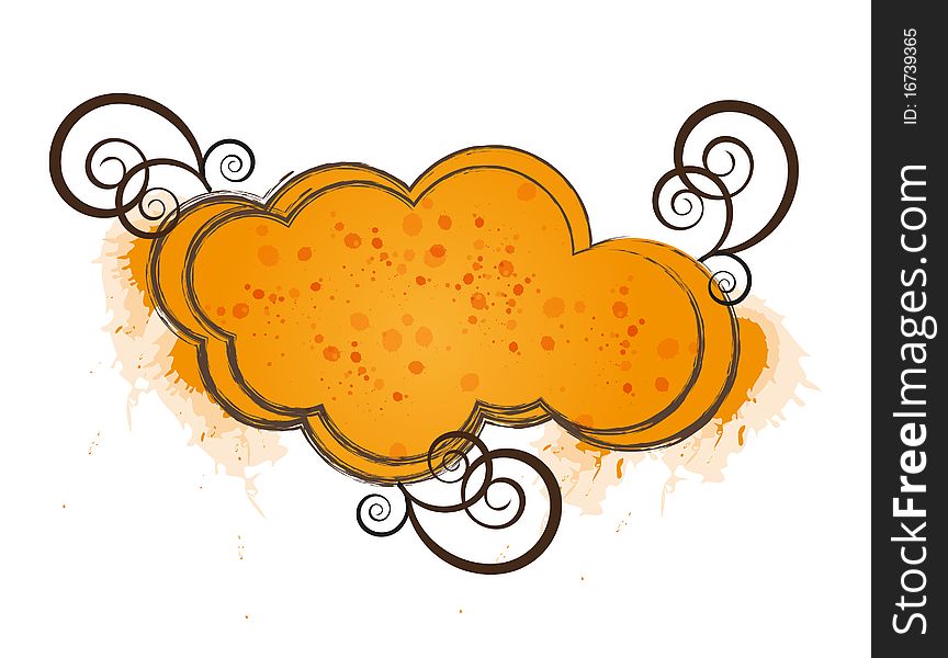 Orange cloud frame with floral elements. Fully . Enjoy!