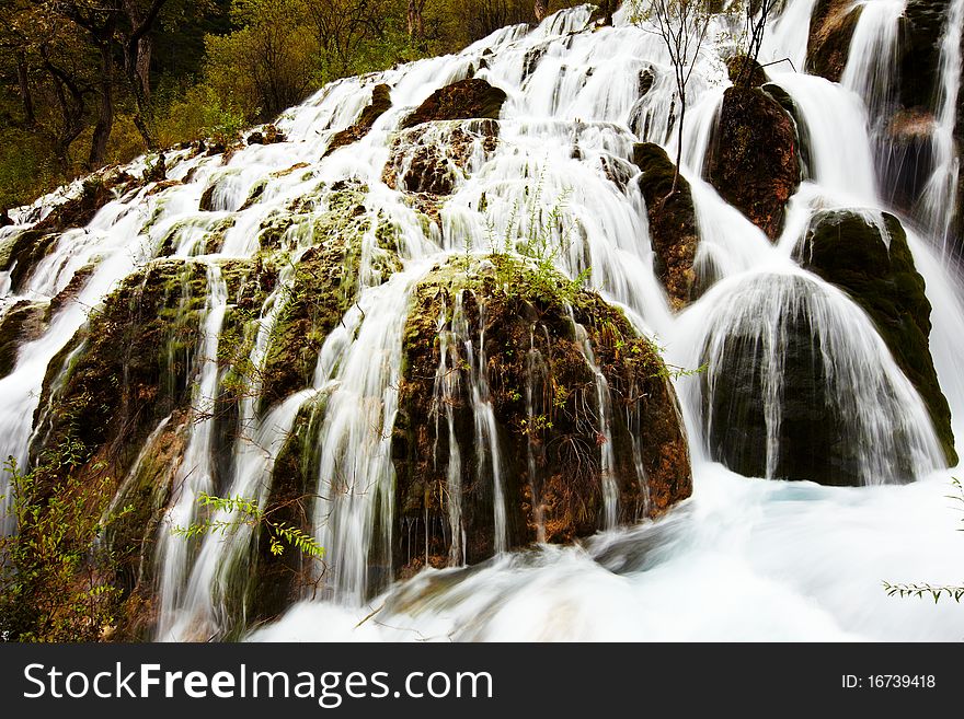 Waterfall in jiuzhaigou scenic area