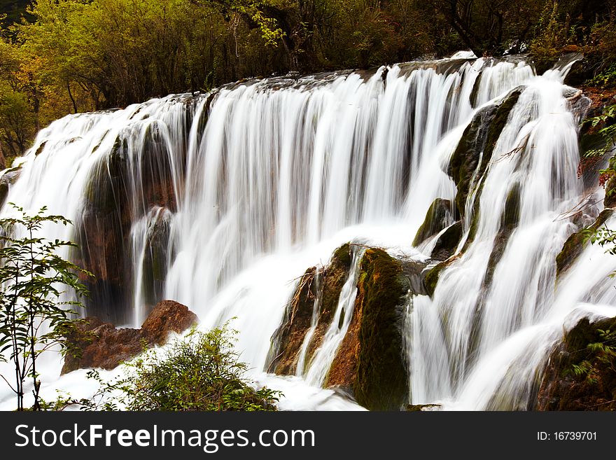 Waterfall in jiuzhaigou ,sichuan province of china