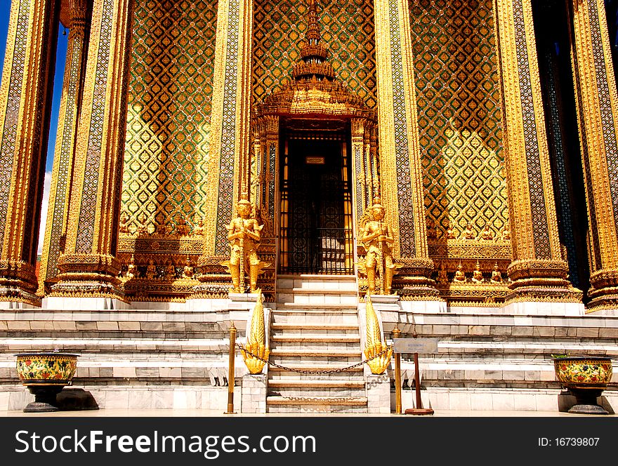 The Pole Main Entrance  Grand Hall Buddha Building at Wat Pra Kaew Bangkok Thailand. The Pole Main Entrance  Grand Hall Buddha Building at Wat Pra Kaew Bangkok Thailand