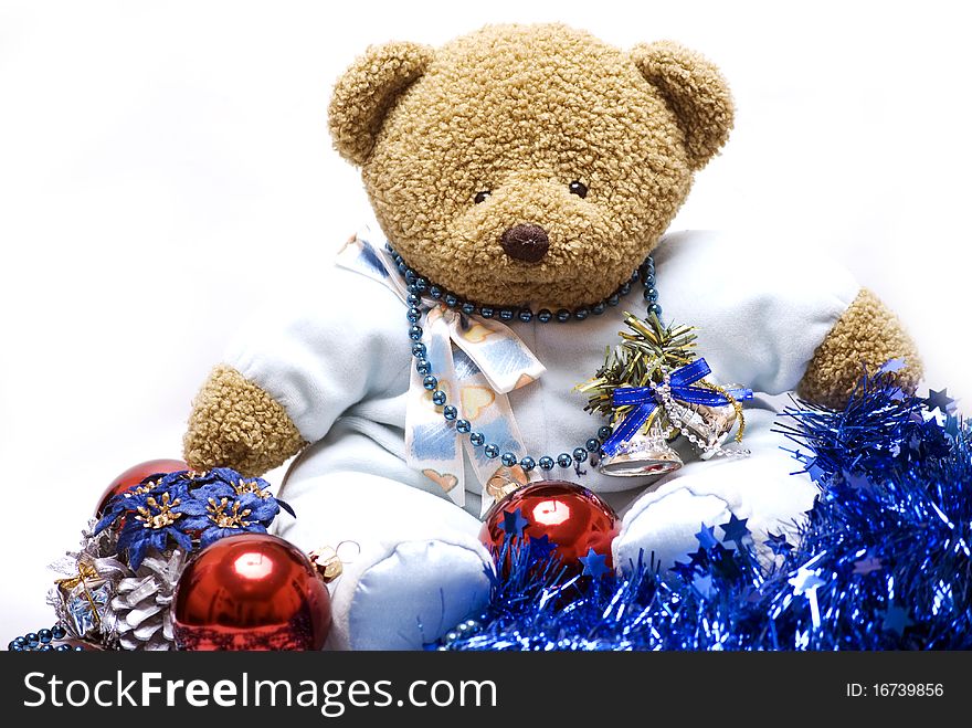 Soft Bear With Christmas Decorations