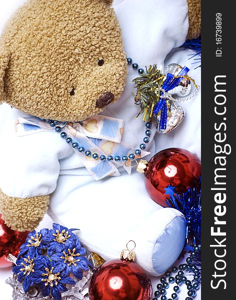 Soft Bear With Christmas Decorations