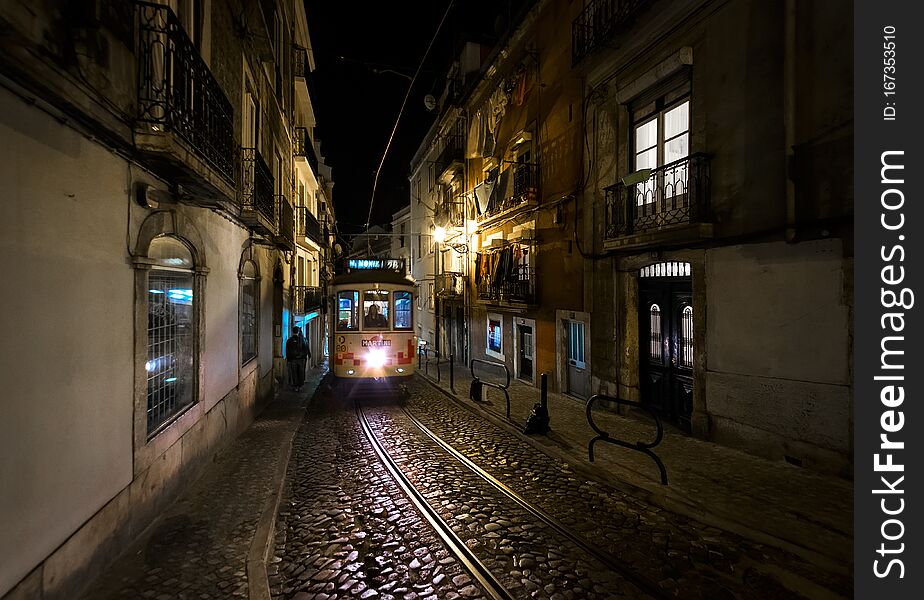 On the streets of the old city of Lisbon. Old Alfama. Portugal
