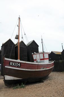 Fishing Huts And Boats On Hastings Beach Stock Photo Fishing Huts And Boats On Hastings Beach Stock Photo