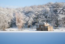 Frozen Lake And Snow Covered Trees In Sun Royalty Free Stock Photos Frozen Lake And Snow Covered Trees In Sun Royalty Free Stock Photos