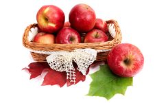 Ripe, Juicy Apples In The Basket. Royalty Free Stock Photos