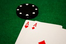 Aces And Poker Chips Stock Images