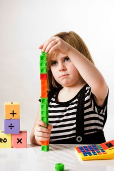 Girl With Counting Blocks Stock Images Girl With Counting Blocks Stock Images