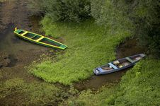 2 Wooden River Boats Royalty Free Stock Image 2 Wooden River Boats Royalty Free Stock Image