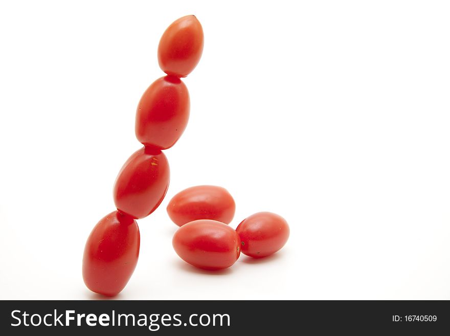 Cherry tomatoes onto white background. Cherry tomatoes onto white background