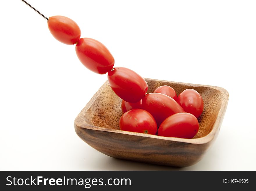 Cherry tomatoes at the spit