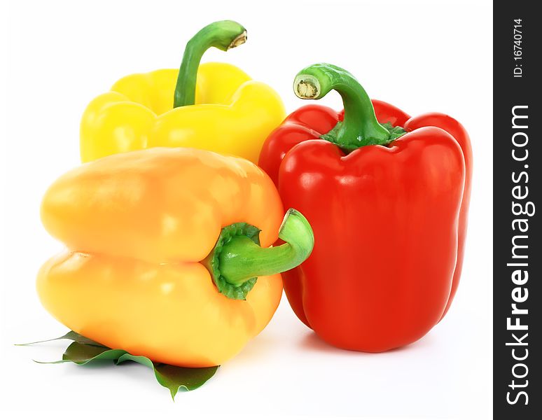 Pepper ripe, juicy on a white background