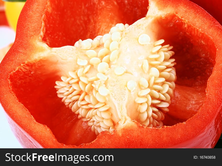 Pepper ripe, juicy on a white background